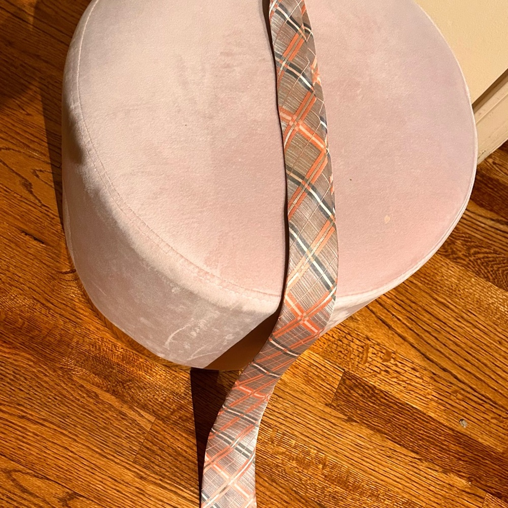 Plaid Tie in Orange and Gray